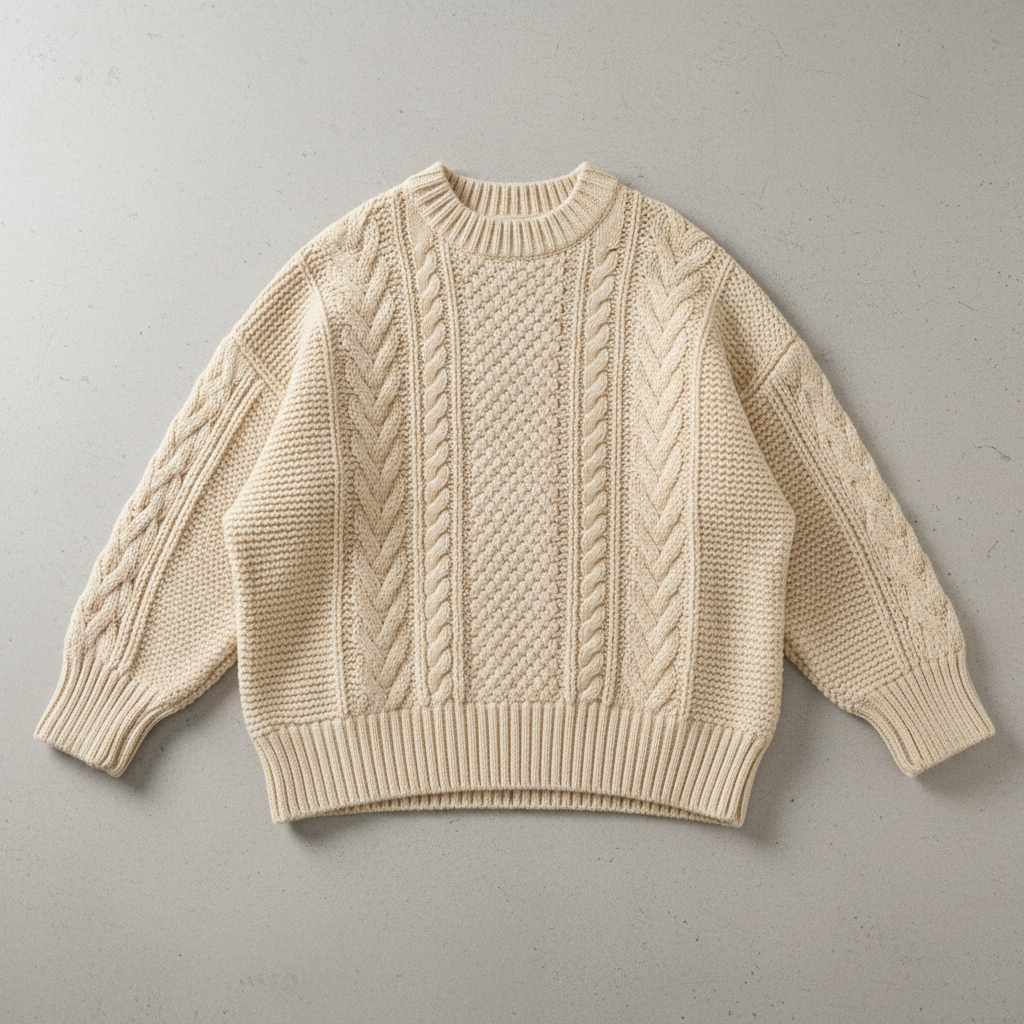 Ivory Cable-Knit Oversized Sweater