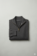 Fine Knit Merino Quarter-Zip in Charcoal