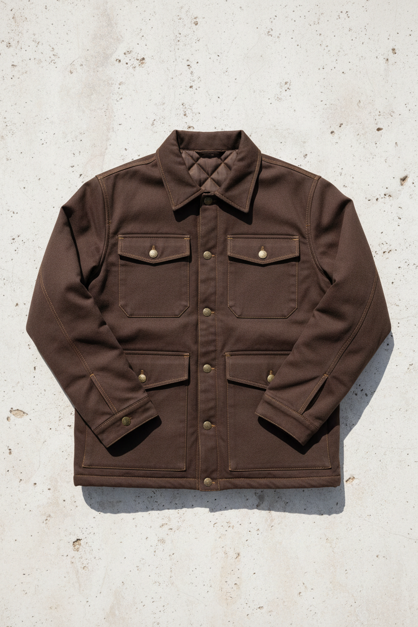 Padded Canvas Shacket Brown