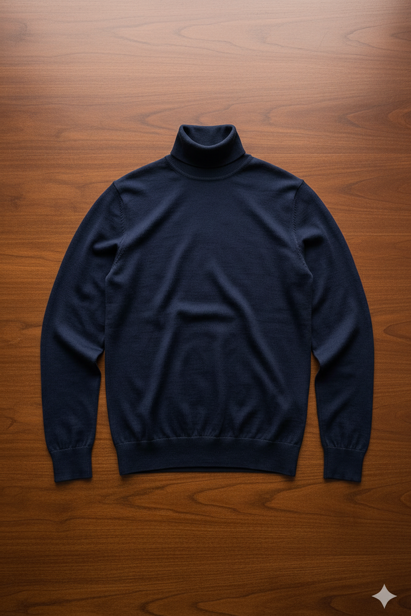 Fine Knit Merino Turtleneck Midnight