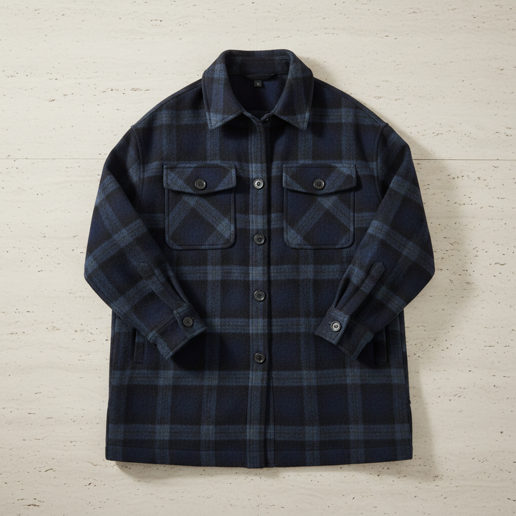 Navy Check Flannel Shacket