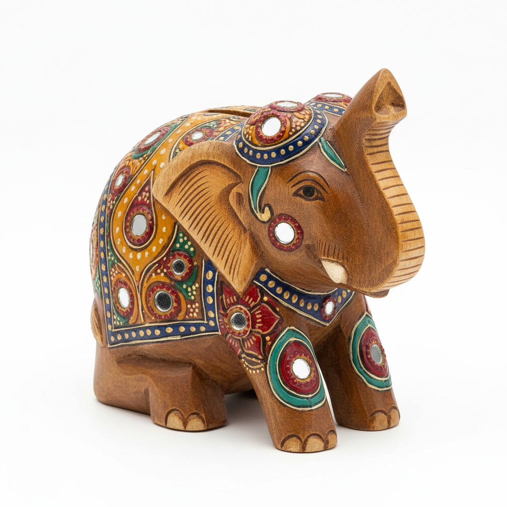 Handcrafted wooden piggy bank